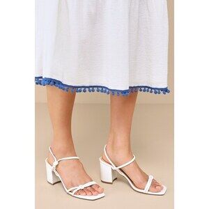 Karema White Knotted Ankle Strap High Heel Sandals